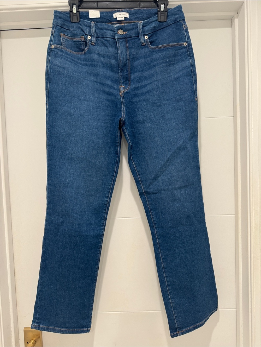 Good American Dark Blue Straight-Leg Jeans